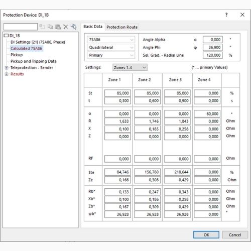 Distance Protection Setting Calculation (DI) Siemens PSS®SINCAL Protection Modules